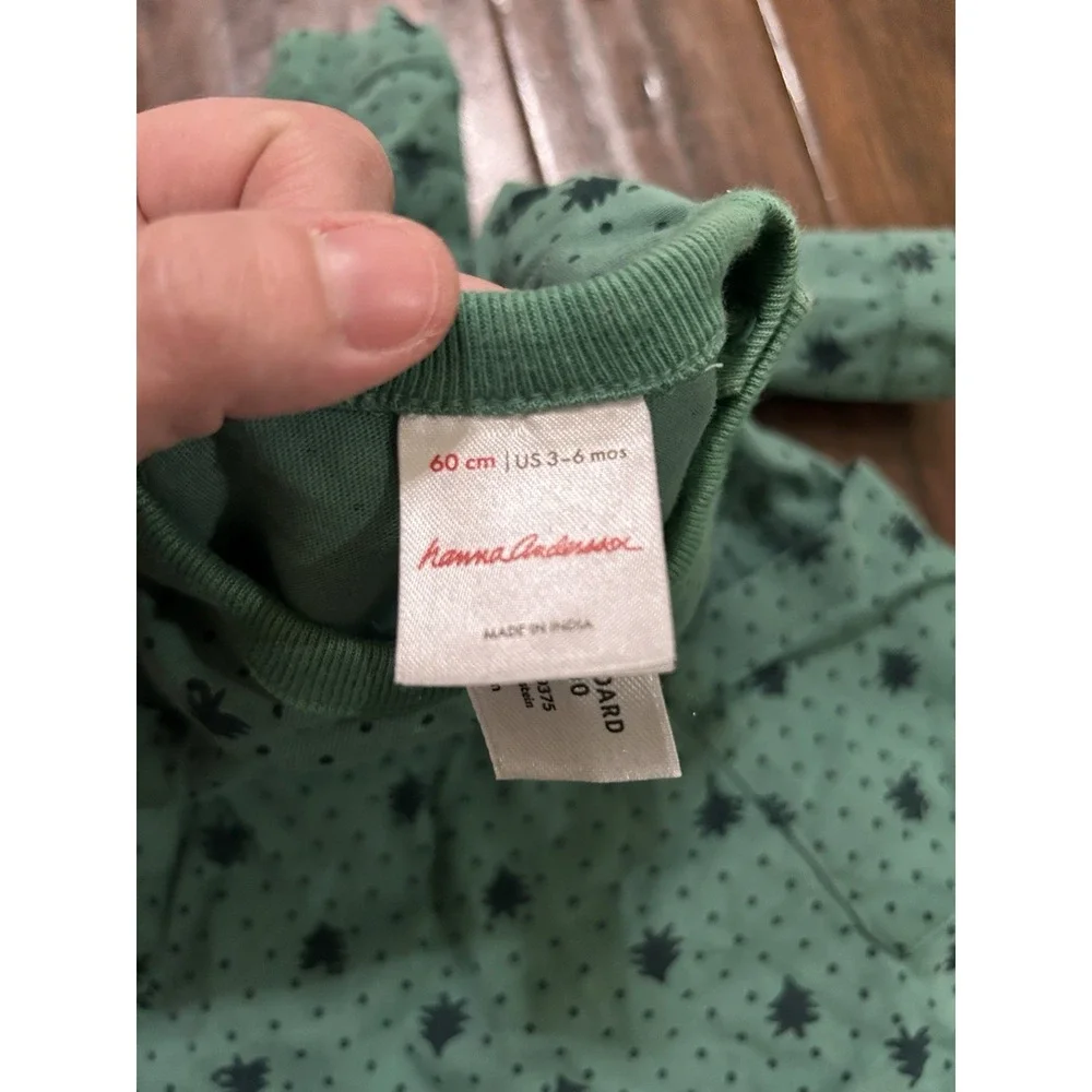 hanna andersson Baby Holiday Long Sleeve Pocket Dress & Leggings Set Green Tree